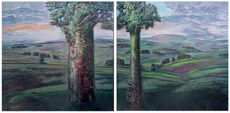 Burkhard Pfister: Landschaft. Malerei, 2010 je ca 50x60cm